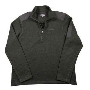 Eddie Bauer XL Quarter Zip Sweater Fleece Green Pullover Nylon Panels